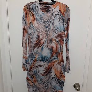Abstract long sleeve mini dress